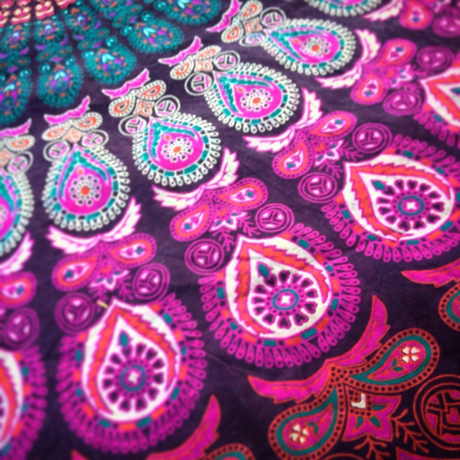 Popular Handicrafts Tapestry Wall Hanging Hippie Mandala Bohemian Hippy Psychedelic Intricate Floral Design Indian Tapestries Bedspread 90 x 108 Inches (230cm x 270cm) Purple