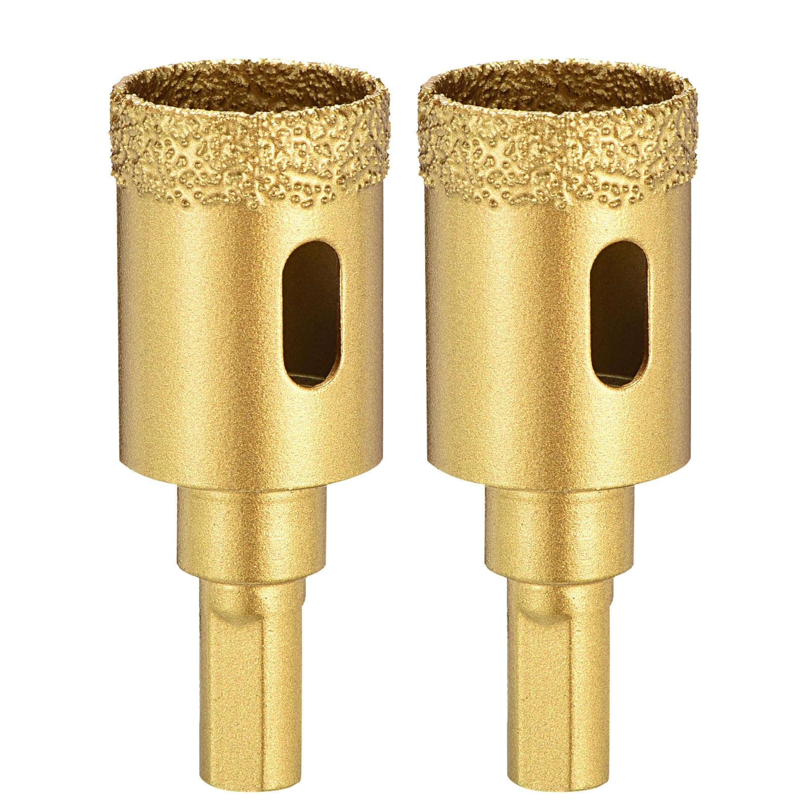 PATIKIL 1" Diamond Hole Saw 25mm 3-Flat Shank Gold Tone 2Pcs