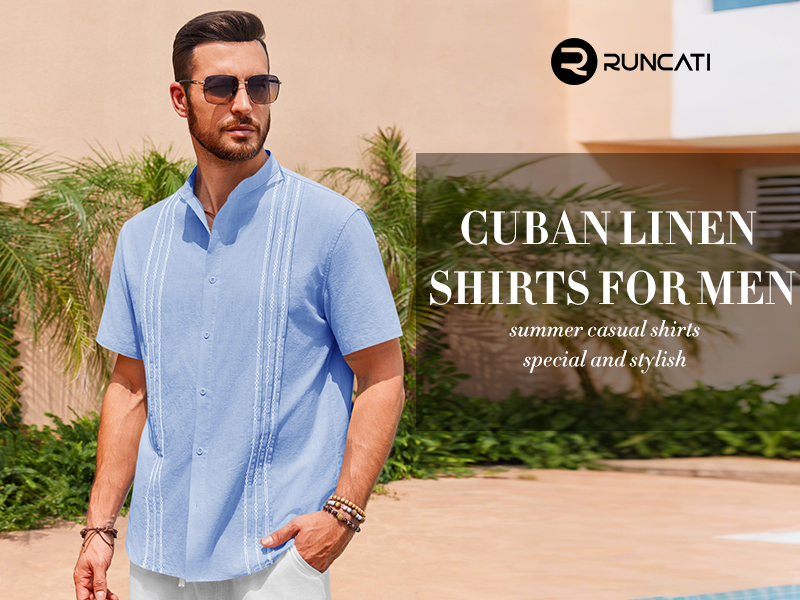 Amazon.com: Runcati Mens Short Sleeve Guayabera Shirts Linen