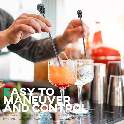 Miniatura 3 de Homestia Juego de 4 muddler de calavera, de acero inoxidable 304 de 10 pulgadas, para mojito y bebidas de frutas, juego de herramientas de bar para