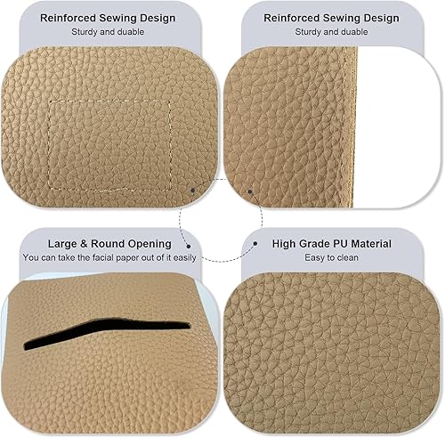 Miniatura 3 de Funda para caja de pañuelos 5 x 5 x 5 pulgadas de piel sintética, organizador de pañuelos cuadrado, caja de pañuelos cúbica para baño, encimera de