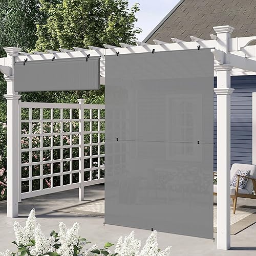 E&K Sunrise - Parasol plegable para exteriores, 4 pies de ancho x 6 pies de alto, sin cables, bloqueo UV, pantalla solar exterior para patio,