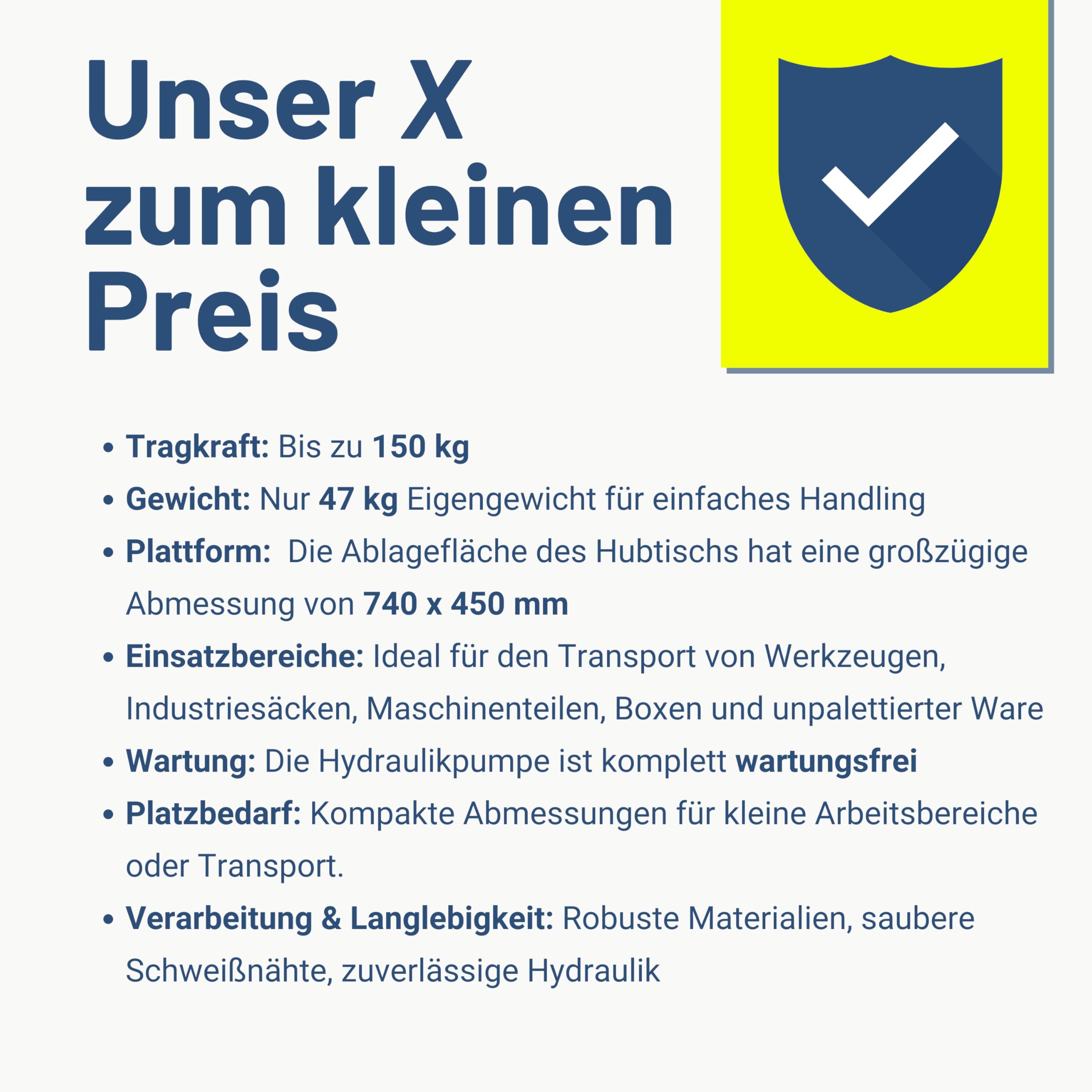 Pallit Hubtischwagen klappbar 150kg Tragkraft Höhenverstellbarer Scherenhubtisch Hebebühne 740mm Hubhöhe Hydraulisch
