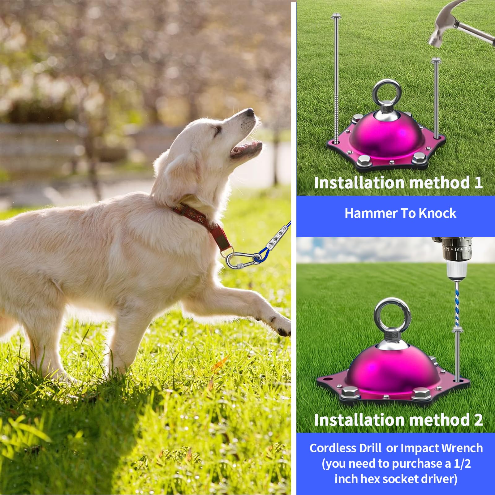 TOPKNOT Dog Tie Out Cable and Stake,(up to 200lbs) 360&deg;Swivel Dog Run- No Tangle,with 30FT Heavy Duty Tie Out Cable,Runner for Yard,Ideal for Outdoor Camping - image 6
