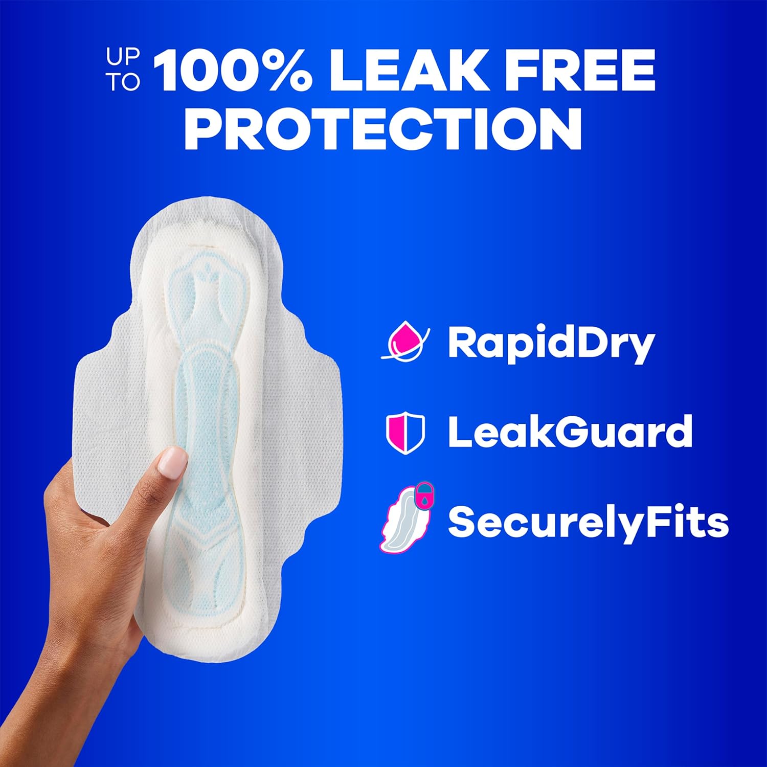 Always Maxi Feminine Pads with Wings for Women, Size 2, Long Super Absorbency, Unscented, 192 Count (6 Packs of 32)