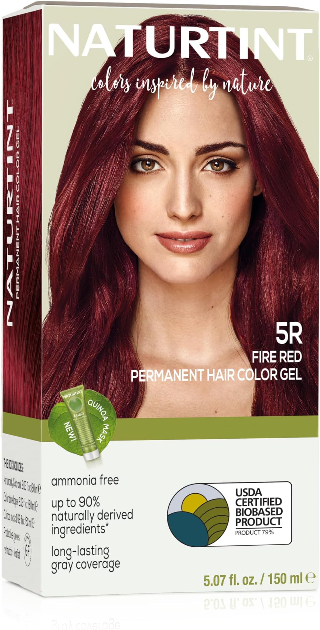Naturtint 5R Fire Red Permanent Hair Color (Pack of 1), Ammonia Free, Vegan, Cruelty Free, up to 100% Gray Coverage, Long Lasting Results (Packaging may vary)