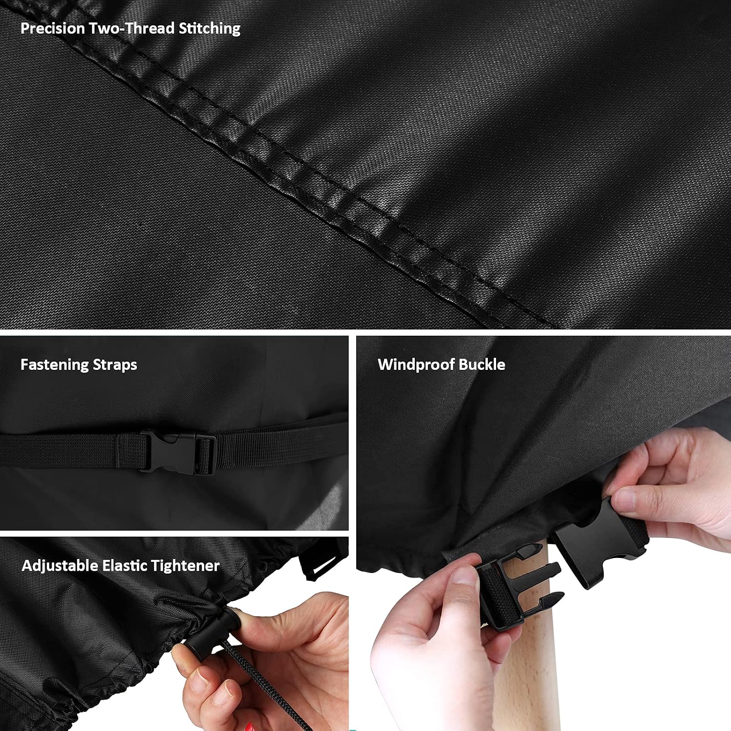 SIRUITON Garden Round Table Furniture Covers Cover Waterproof Windproof & Anti-UV Outdoor Patio Set Cover 420D Heavy Duty Oxford Polyester (128*71CM) - Image 5