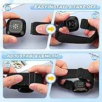 Vista 5 de Paquete de 4 bandas elásticas compatibles con Fitbit Versa 4/3 / Sense 2, correas de bucle deportivo de repuesto ajustables de nylon elástico