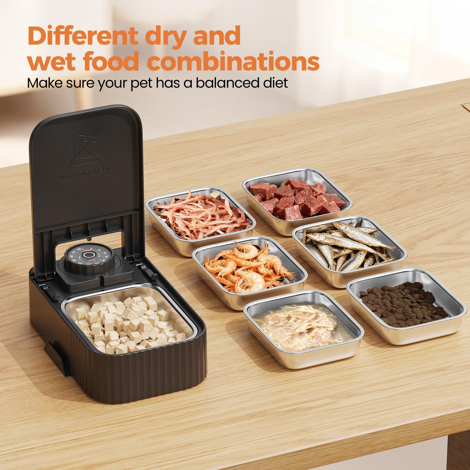 Comedero Gato Automatico Comida Humeda: Dispensador Comida Gatos 48H Programable - Comedero Automatico Perros con Acero Inoxidable Bol - 350g por Bol - Dosificador Alimentador Perro Refrigerado