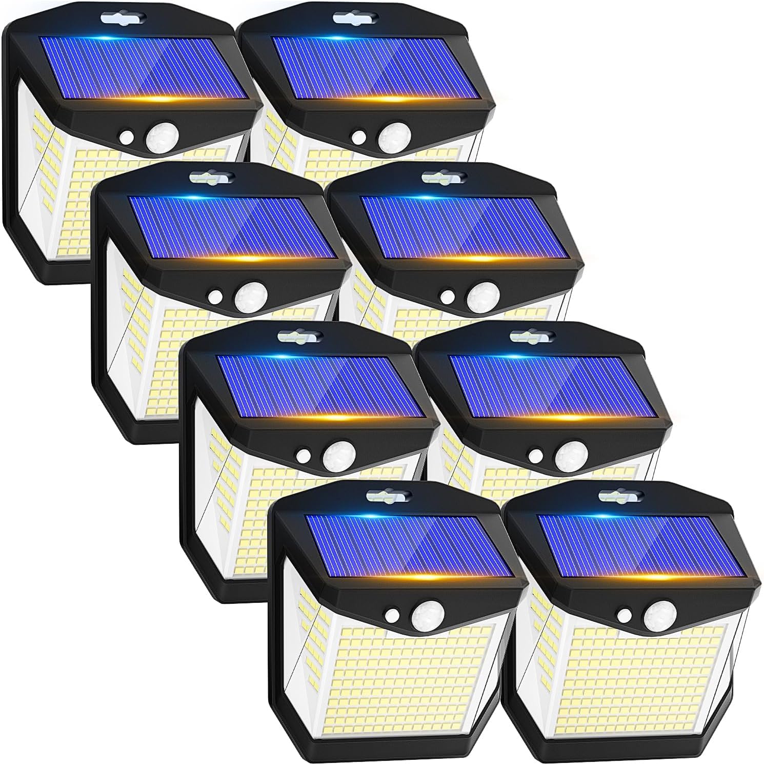 Vanranger Solarlampen außen mit Bewegungsmelder 248 LED Solar Strahler 3 Modi 270° Abstrahlwinkel Außenleuchte 8 Stück für Garten Garage Deck Wand