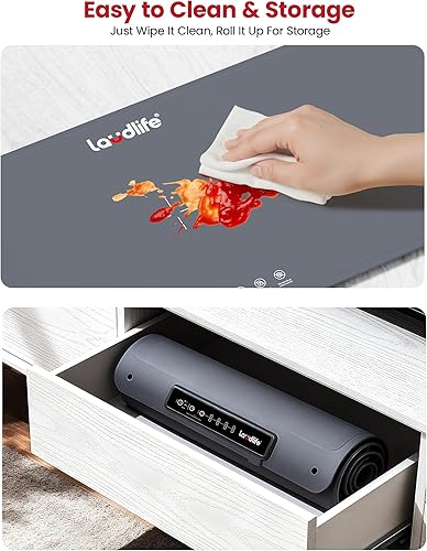 Miniatura 9 de Tapete de calentamiento de alimentos extra grande para encimera (XXL 36 x 16 pulgadas), almohadilla térmica de superficie completa con 4 ajustes de