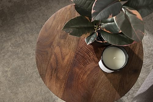 Miniatura 7 de Kate and Laurel Aja - Mesa auxiliar moderna de 15 x 15 x 23 pulgadas, color marrón nogal; mesa decorativa de madera geométrica moderna para Café