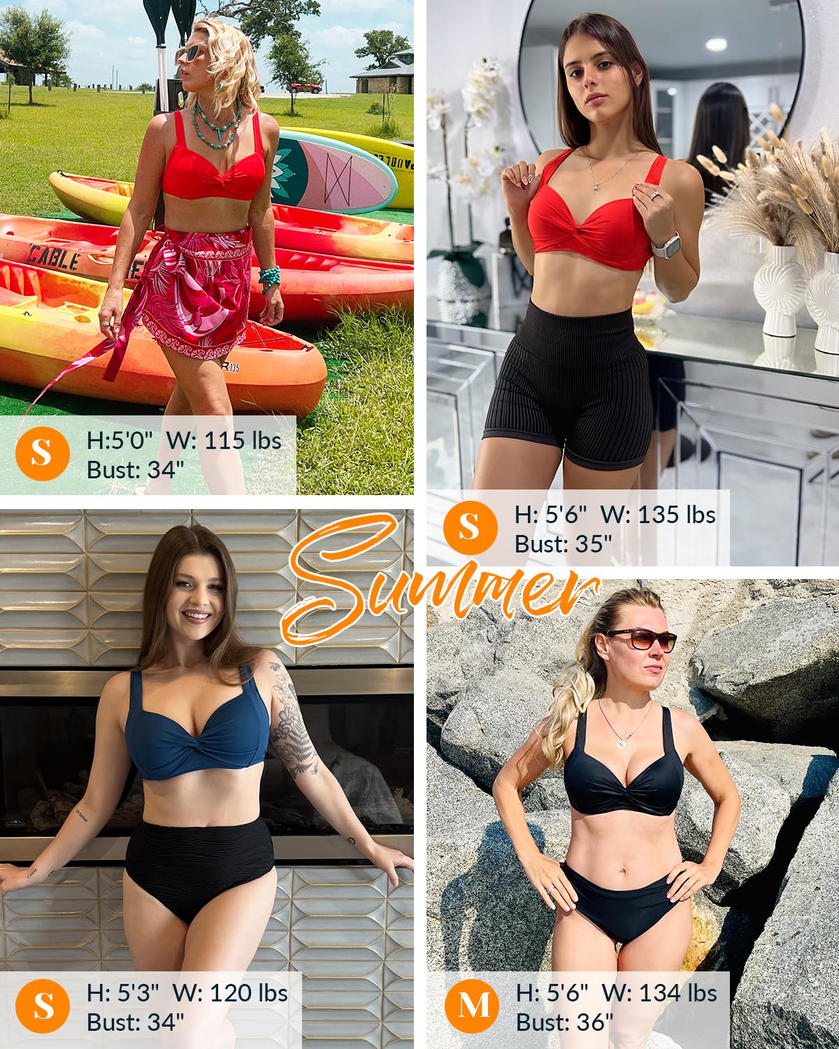 Yonique Damen-Bikini-Oberteil mit Bügel – 2026 Push-up-Badeoberteile, gepolsterter BH, Badeanzug