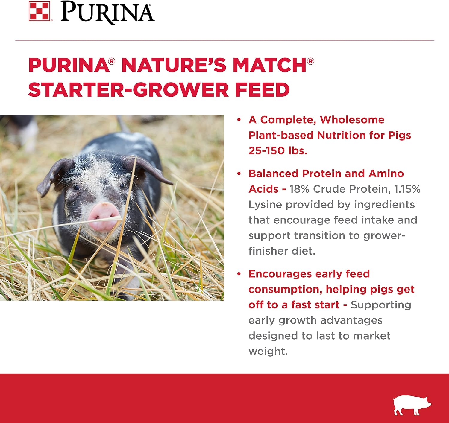 Purina | Nature’s Match Starter-Grower Pig Feed | 50 Pound (50 LB) Bag