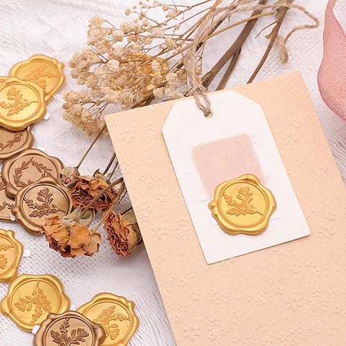 Miniatura 3 de SWANGSA 50 calcomanías de sello de cera de hojas de eucalipto, calcomanías de sellado de sobres de invitación de fiesta de boda, calcomanías de cera
