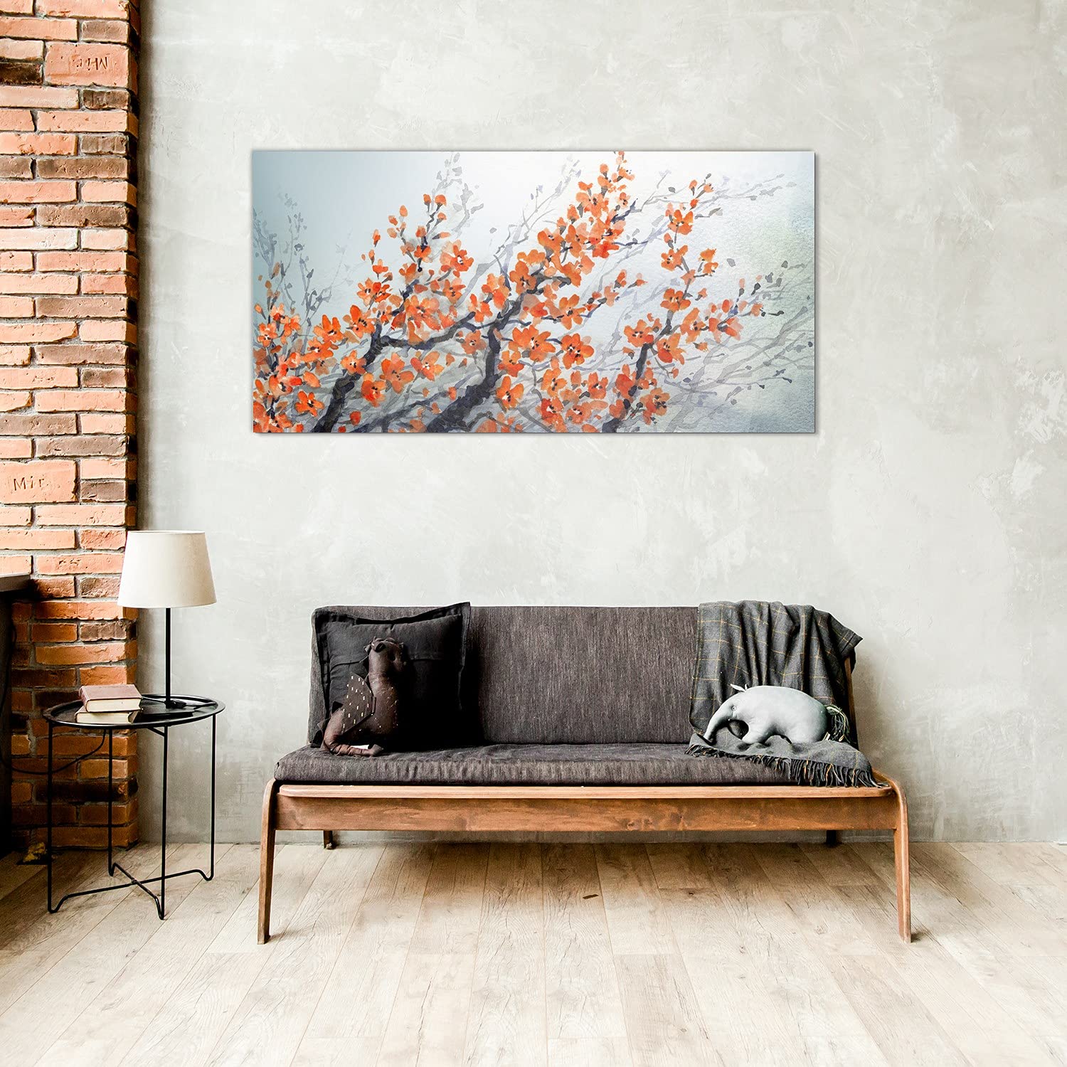 Coloray Pintura Vidrio Acrílico 100x50cm Sala De Estar Cocina Cuadro De Pared De Arte De Vidrio Acryl Mural - Tinta Ramas Flores Flores