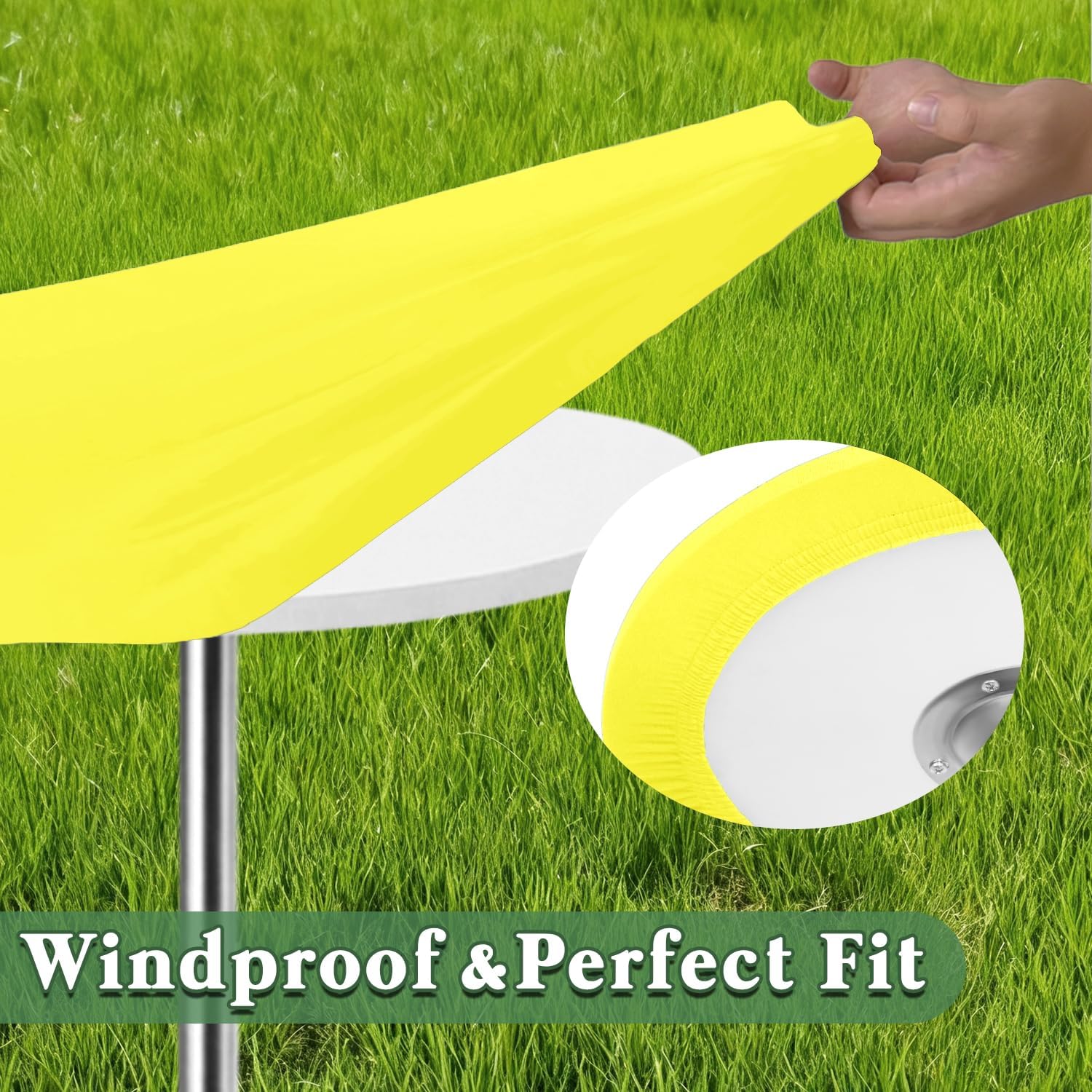 4 Pack Small Round Fitted Tablecloth for 30 Inches Cocktail Tables Topper Cap Waterproof Stretch Washable Folding Picnic Table Cover Spandex Table Cloth for Dining Bar Pub and Parties (Yellow)