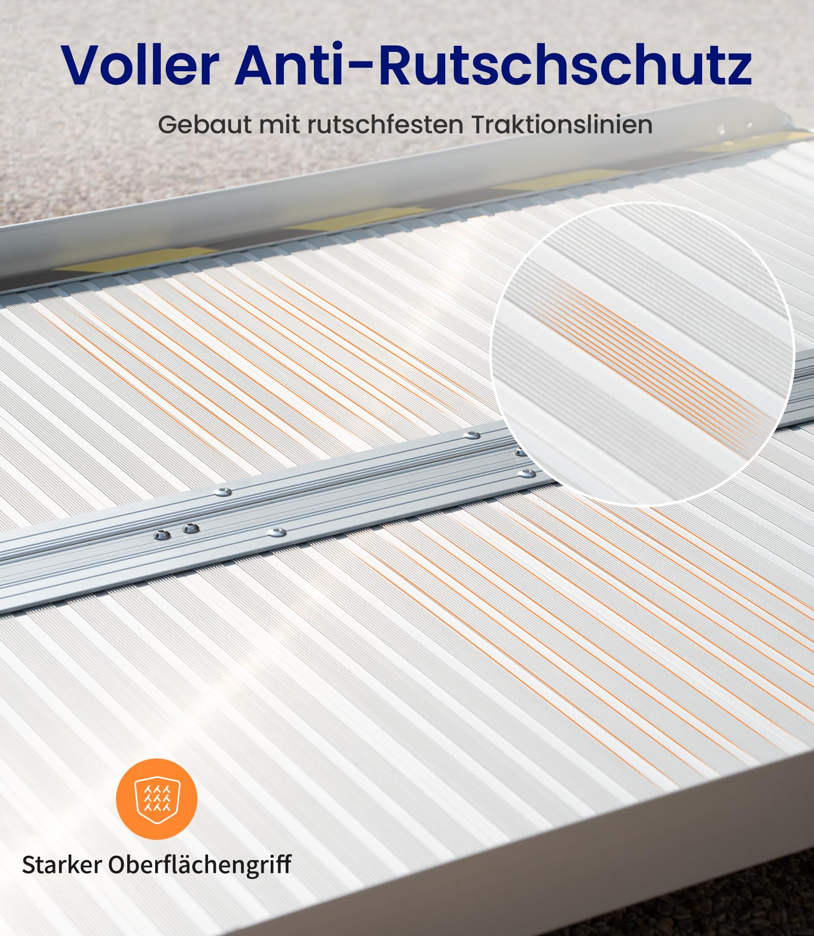 VOCIC CP32 Rampe Rollstuhl Klappbar,Rollstuhlrampe faltbar 90CM für Treppen | Langlebig Aluminium Rampe bis 300KG für Rollstuhl 76CM Extrabreit,Leicht Treppenrampe Auffahrrampe Zuhause Auto geeignet