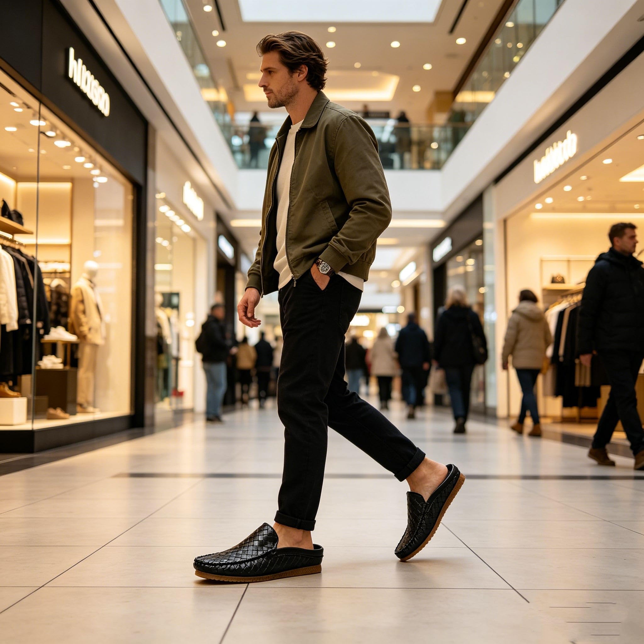 Mocassini da uomo Slip on Mules Backless Mocassini Scarpe da uomo Estate Slip-on Backless Sneakers Zoccoli Pantofole in Pelle Traspirante Mocassini Mules