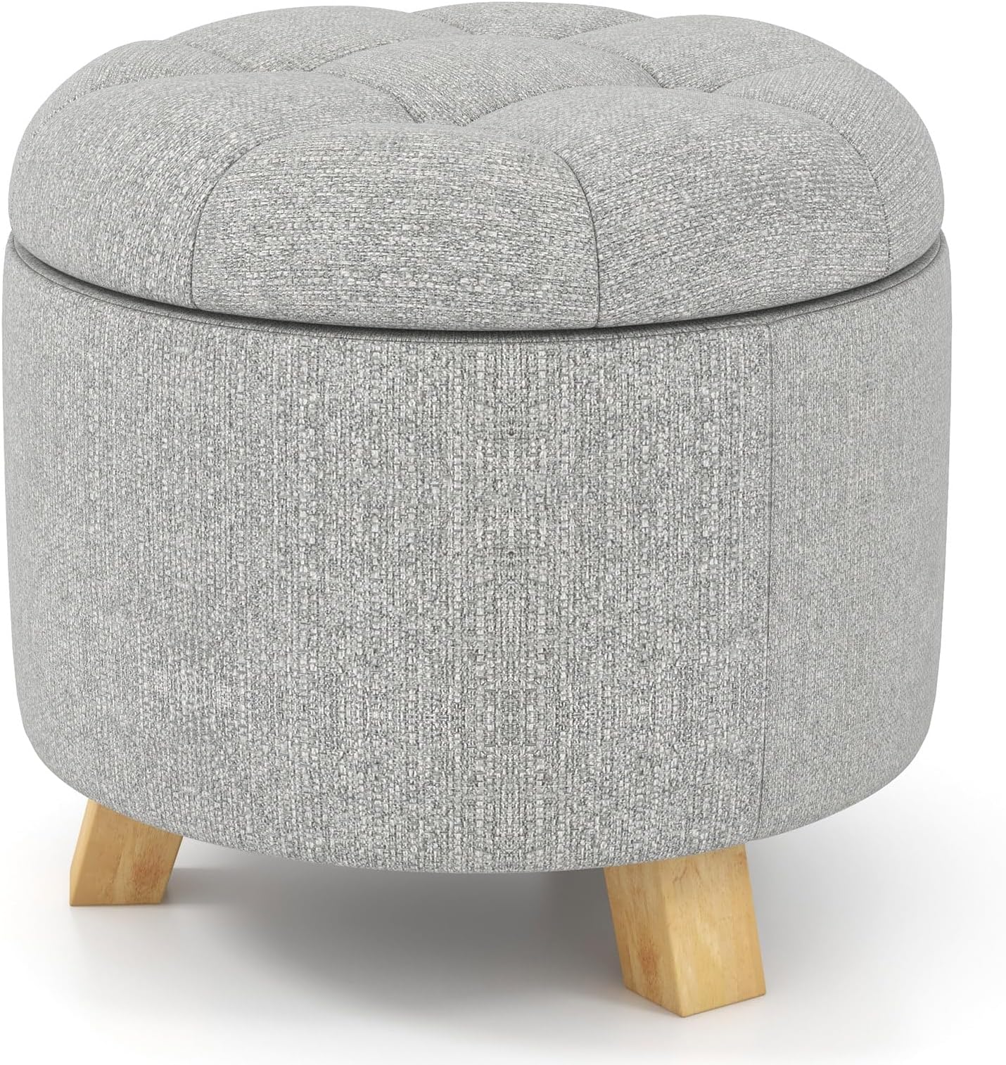 Amazon.com: GOFLAME Round Storage Ottoman with Removable Lid, Fabric Upholstered Ottoman with ...