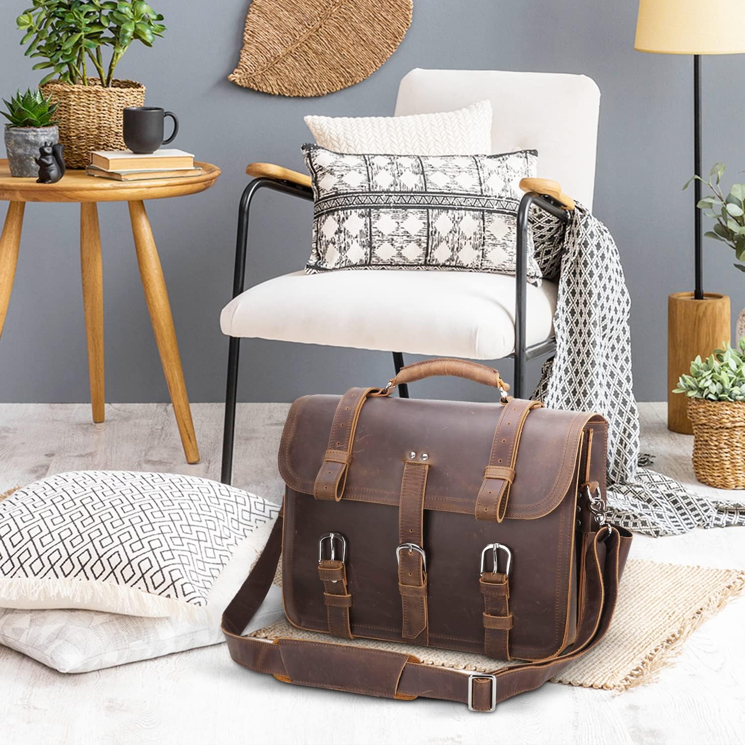 Suреr Bіg Clеаrаnсе! Polare Full Grain Leather 16'' Briefcase Shoulder Messenger Bag Fit 14-15.6'' Laptop Case For Men Crаzу Dеаlѕ Polare Full Grain Leather 16'' Briefcase Shoulder Messenger Bag Fit 14-15.6'' Laptop Case For Men