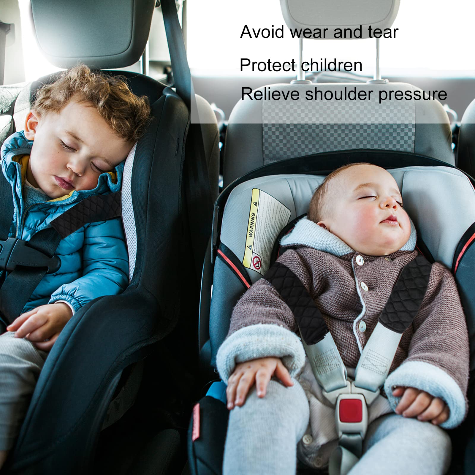 2 Imbottiture Per Cinture Di Sicurezza Auto In Ecopelle – Morbide E Universali – Nero/Rosso – Proteggono Spalle Di Bambini E Adulti - 4
