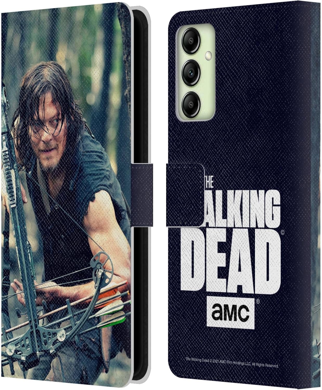 Head Case Designs Officially Licensed AMC The Walking Dead Archer Daryl Dixon Leather Wallet Case Compatible with Samsung Galaxy A14 5G