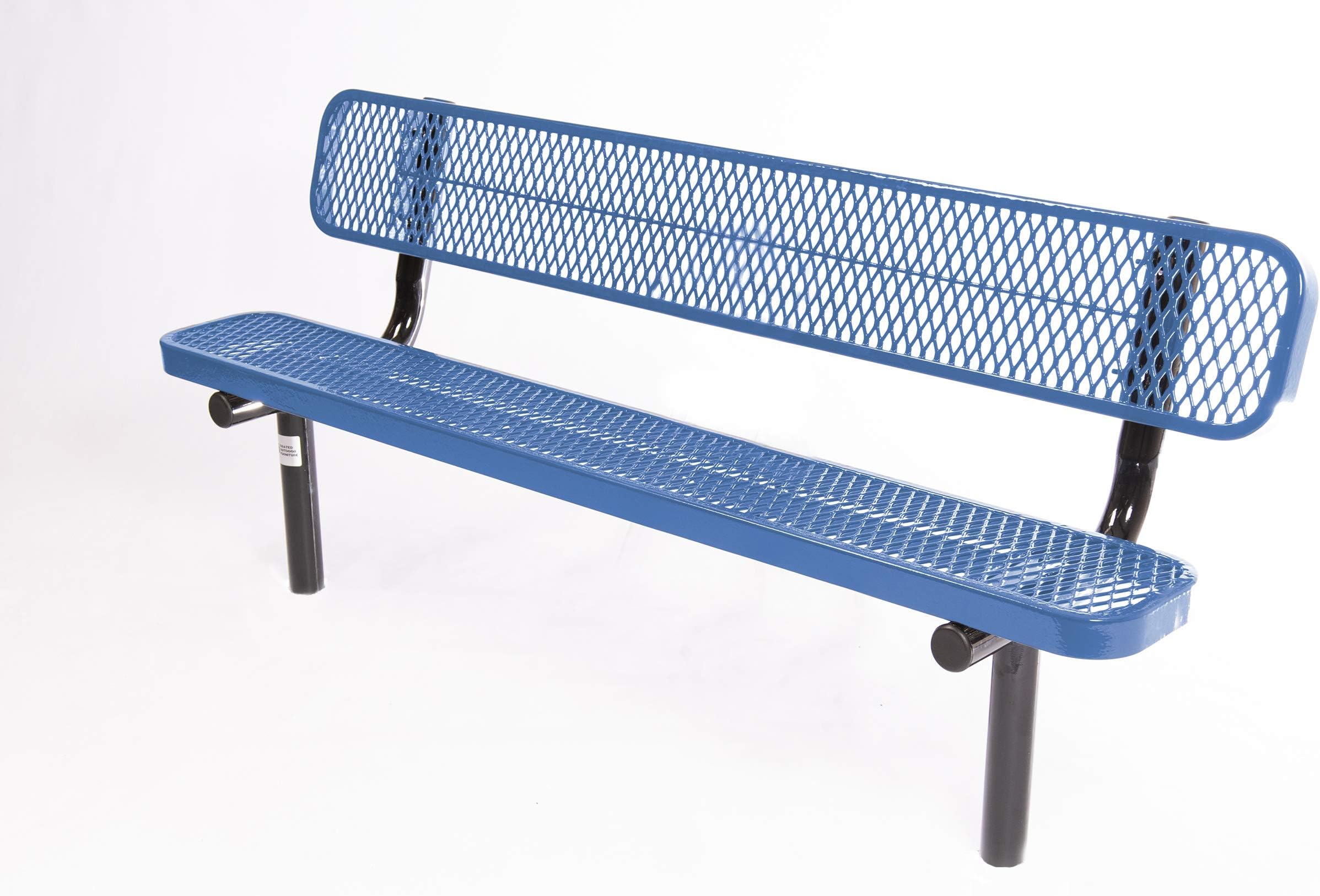 B6WBI-LBL Heavy Duty Park Bench with Back Inground Mount Frame, 6 Ft, Light Blue, Made in America