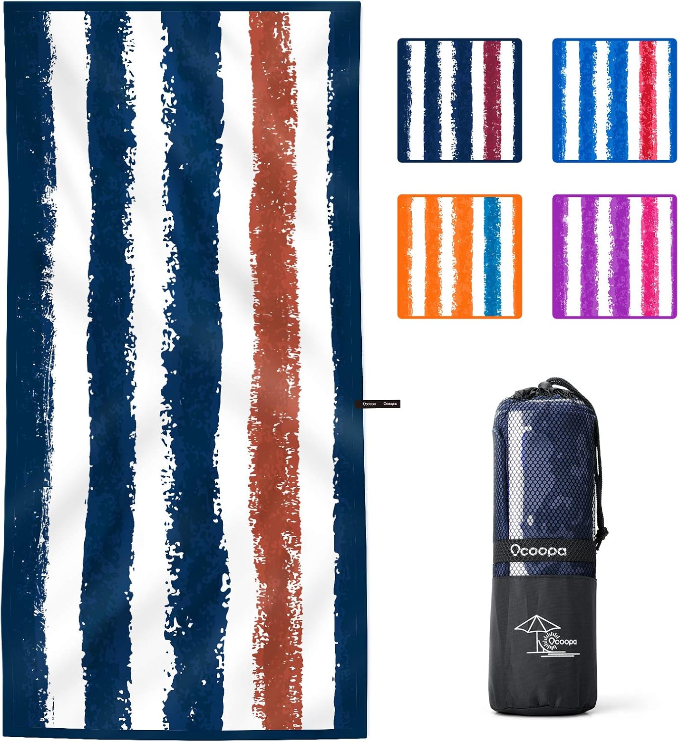 OCOOPA Sand Free Beach Towel Microfiber, Extra Large, Quick Dry, Oversized 71x34 inches, XX Large 82x 57 inches, Super Absorbent, Perfect Beach and Swim Towels for Men, Women