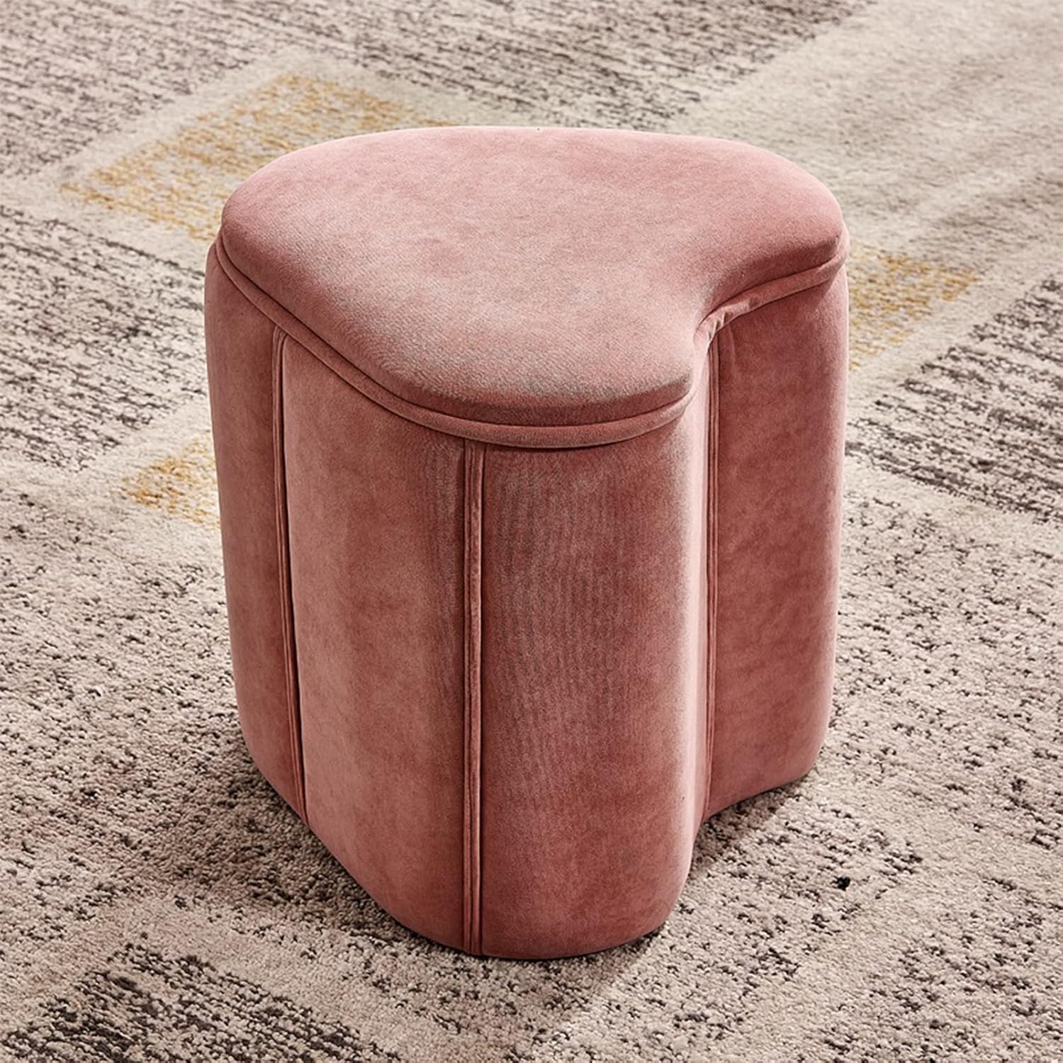 Solid Color Small Stool Creative Round Stool Sofa Stool Wood Frame Low Stool Living Room Cloth Art Pier for Shoe Change Stool. (Color : Brown) (Yellow)