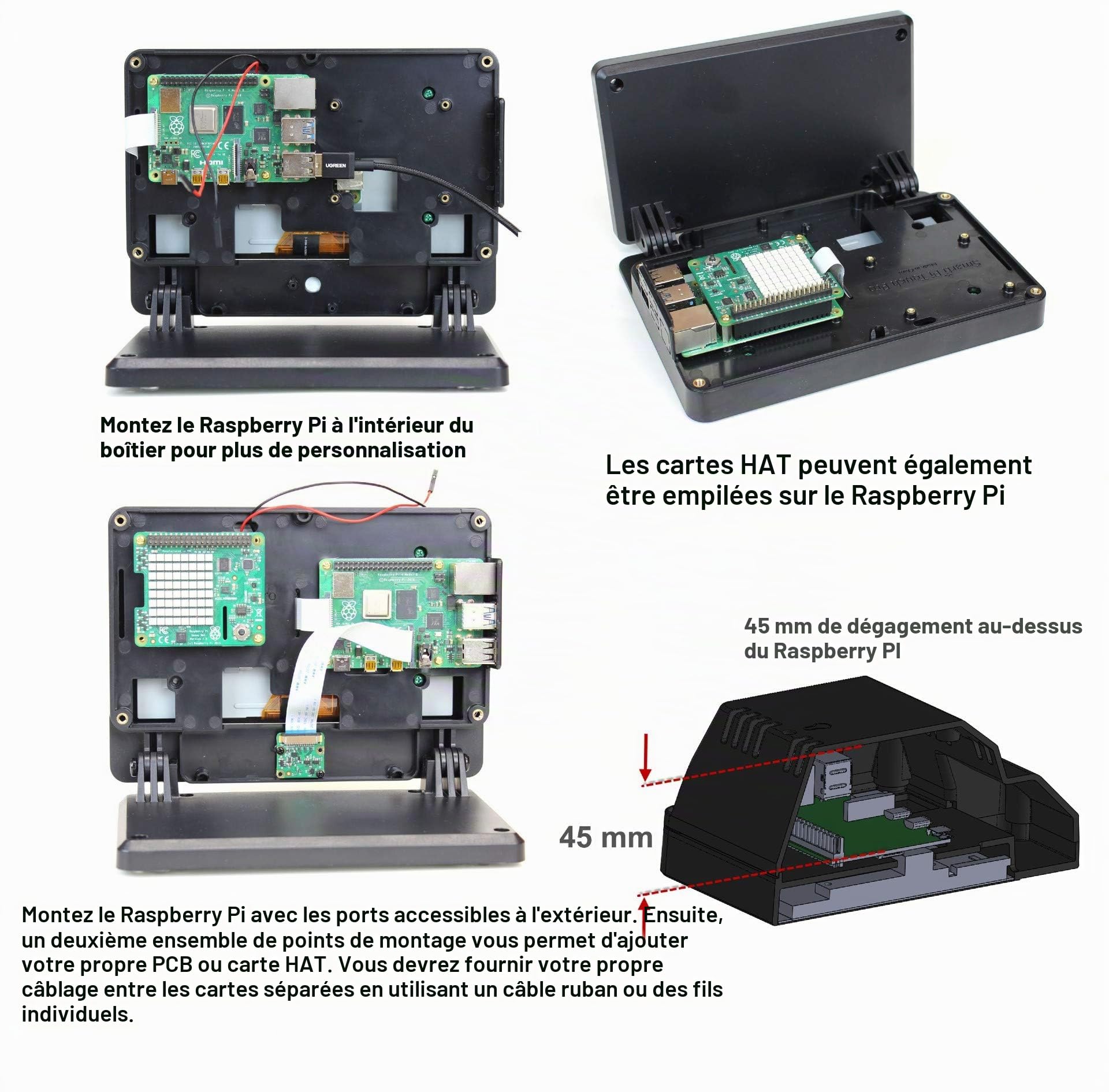 SmartiPi Touch Pro Coque pour écran Tactile Officiel Raspberry Pi 7" avec Ventilateur de Refroidissement