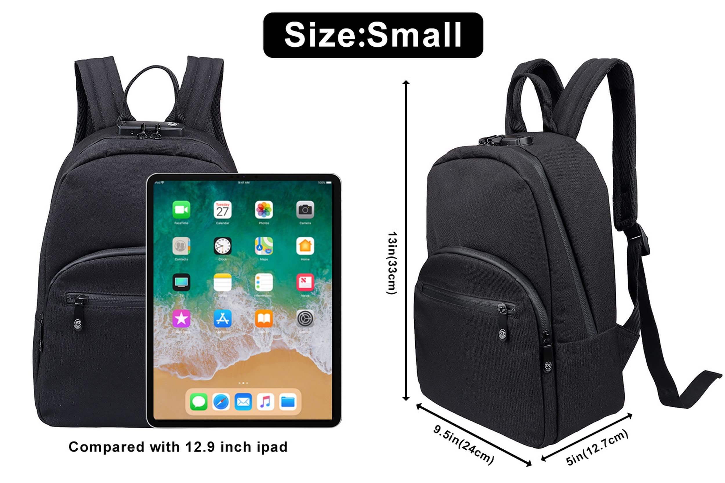 FIREDOG Mini Smell Proof Backpack with Lock for Men Women Travel