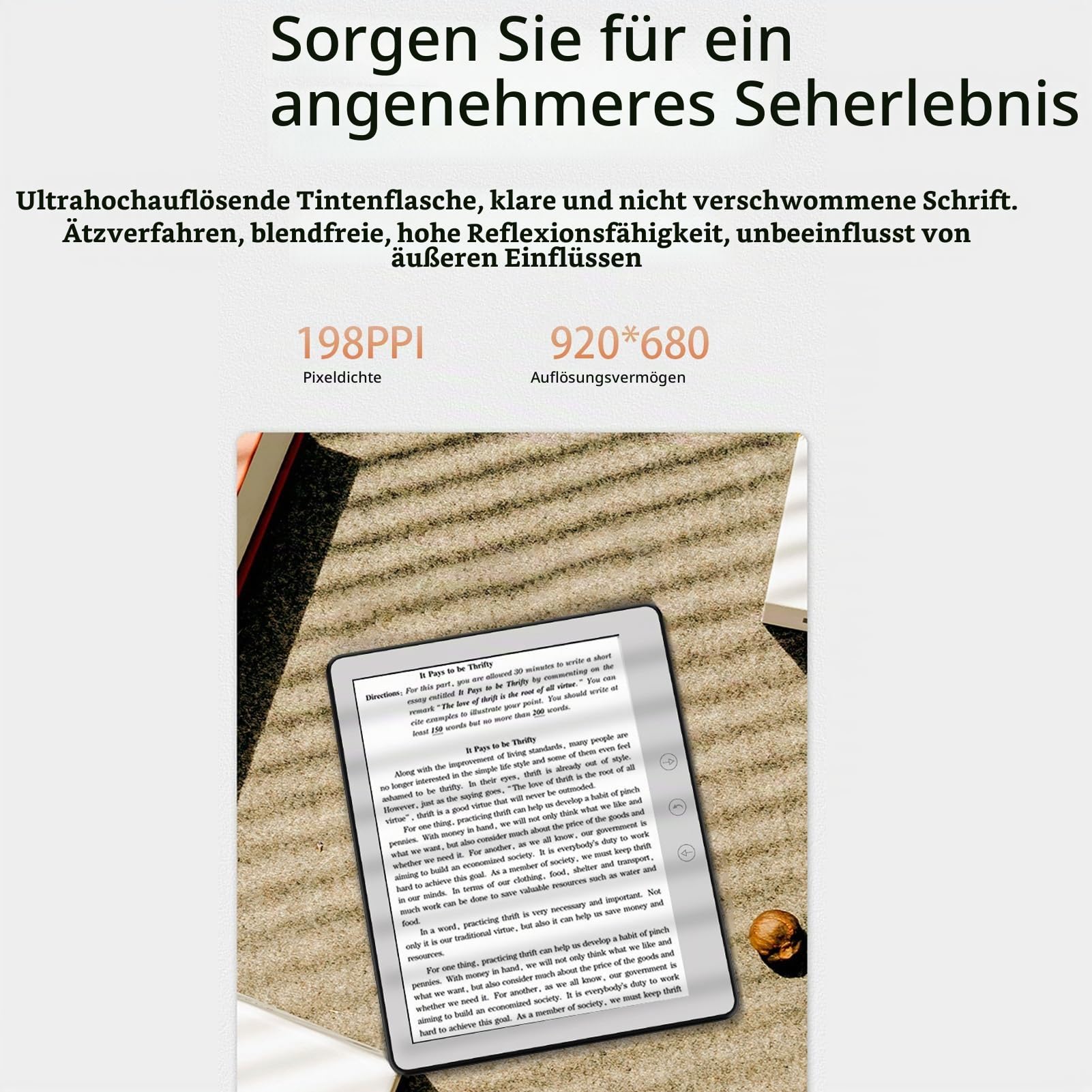 5,76 Zoll E Ink Touchscreen E Reader für Android 8.1 | Ultra Dünn Leicht E Reader 16GB 64GB Erweiterung 1500mAh Akku 7 Tage Lesetablet EPUB PDF MOBI