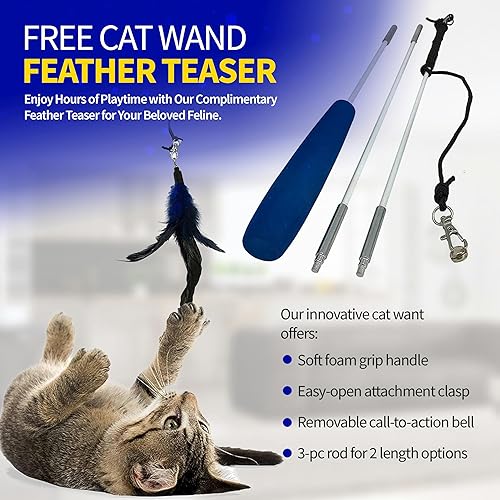 Miniatura 13 de Pet Fit For Life Transportador de gatos extra grande para viajes, plegable y portátil, plegable, con caja de arena, juguete de plumas y cuenco