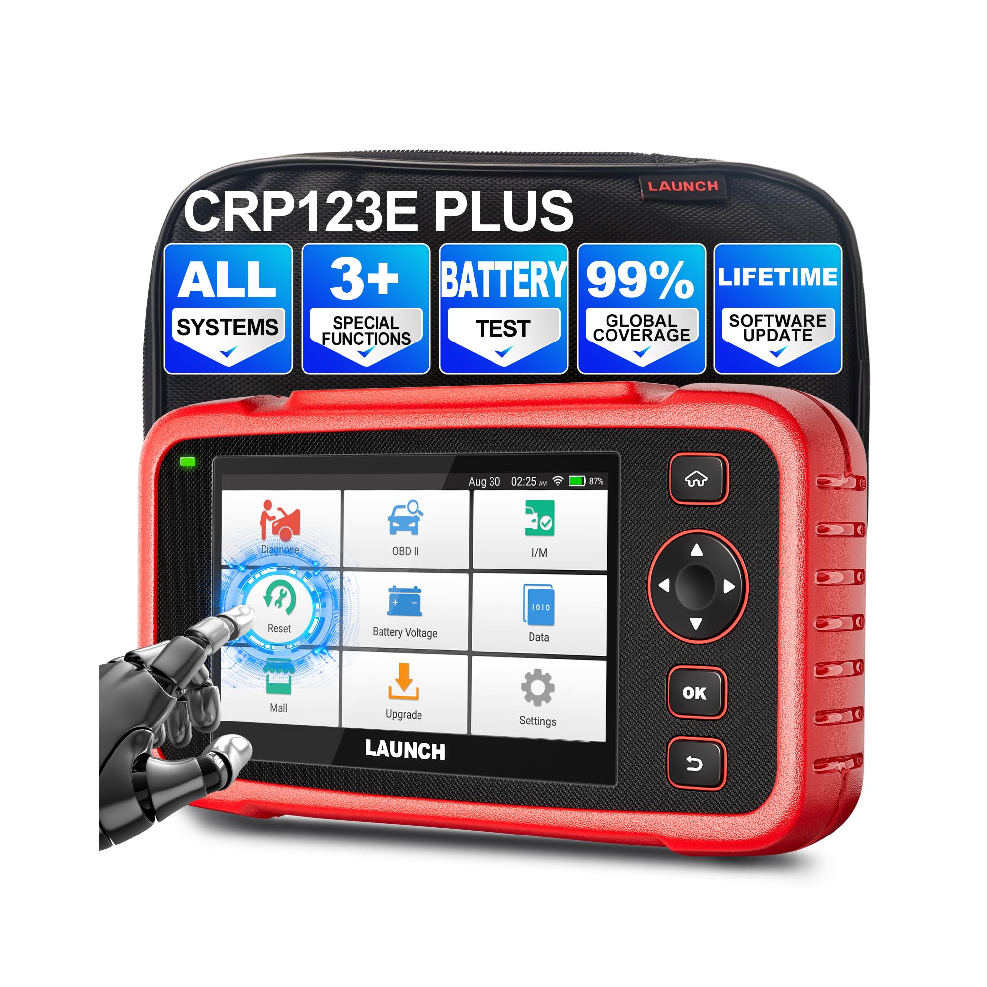 LAUNCH OBD2 Diagnosegerät Auto CRP123E Plus, Auslesegerät mit Alle System, 3+Reset - SAS, Öl-Reset, Elektrische Drosselklappe Neu Lernen, Lebenslanges Software-Update