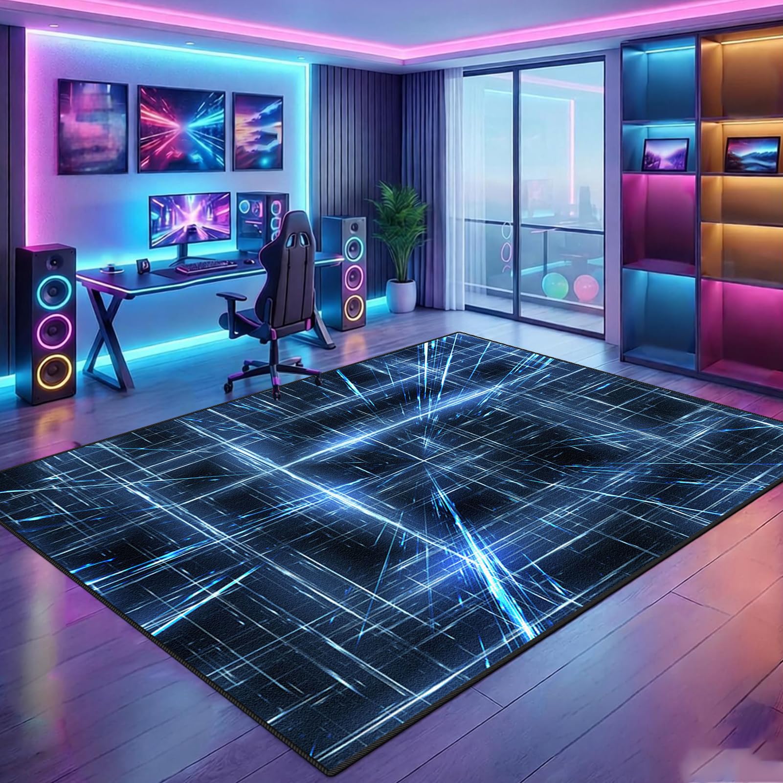 Tapis de jeu antidérapant grand format en velours cristal lavable et sécurisé