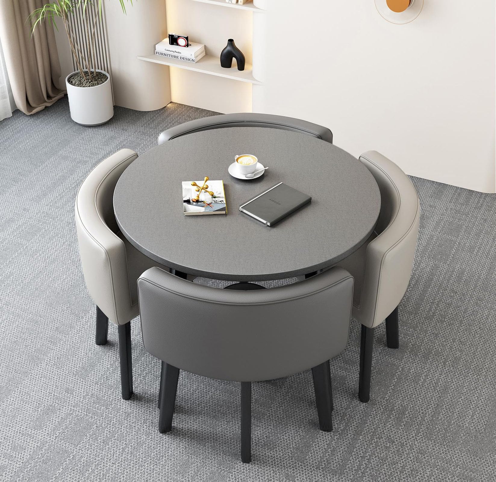 Table Ronde De Petite Taille pour Thé Au Lait Ensemble De Table à Manger De Cuisine Bar De PetitDéJeuner Rond Ensemble De Table Et De Chaises Rondes #10 80x75cm/31.5x29.5in(WxH)