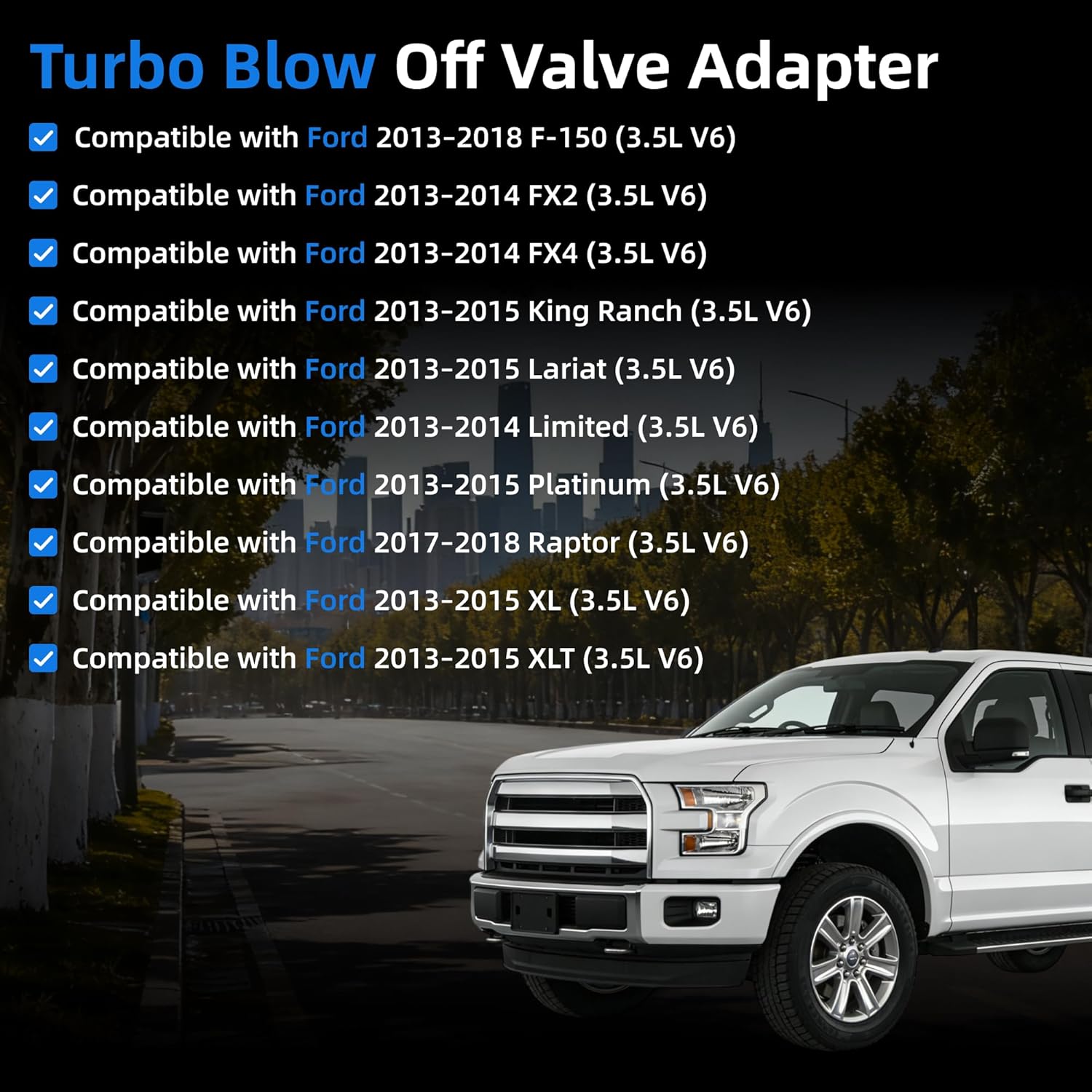 Turbo Blow Off Valve Adapter Compatible with Ford F-150 EcoBoost 2.7L / 3.5L (2013–2018), Performance Turbocharger Upgrade, Intercooler Pressure Relief Valve Replacement Accessory