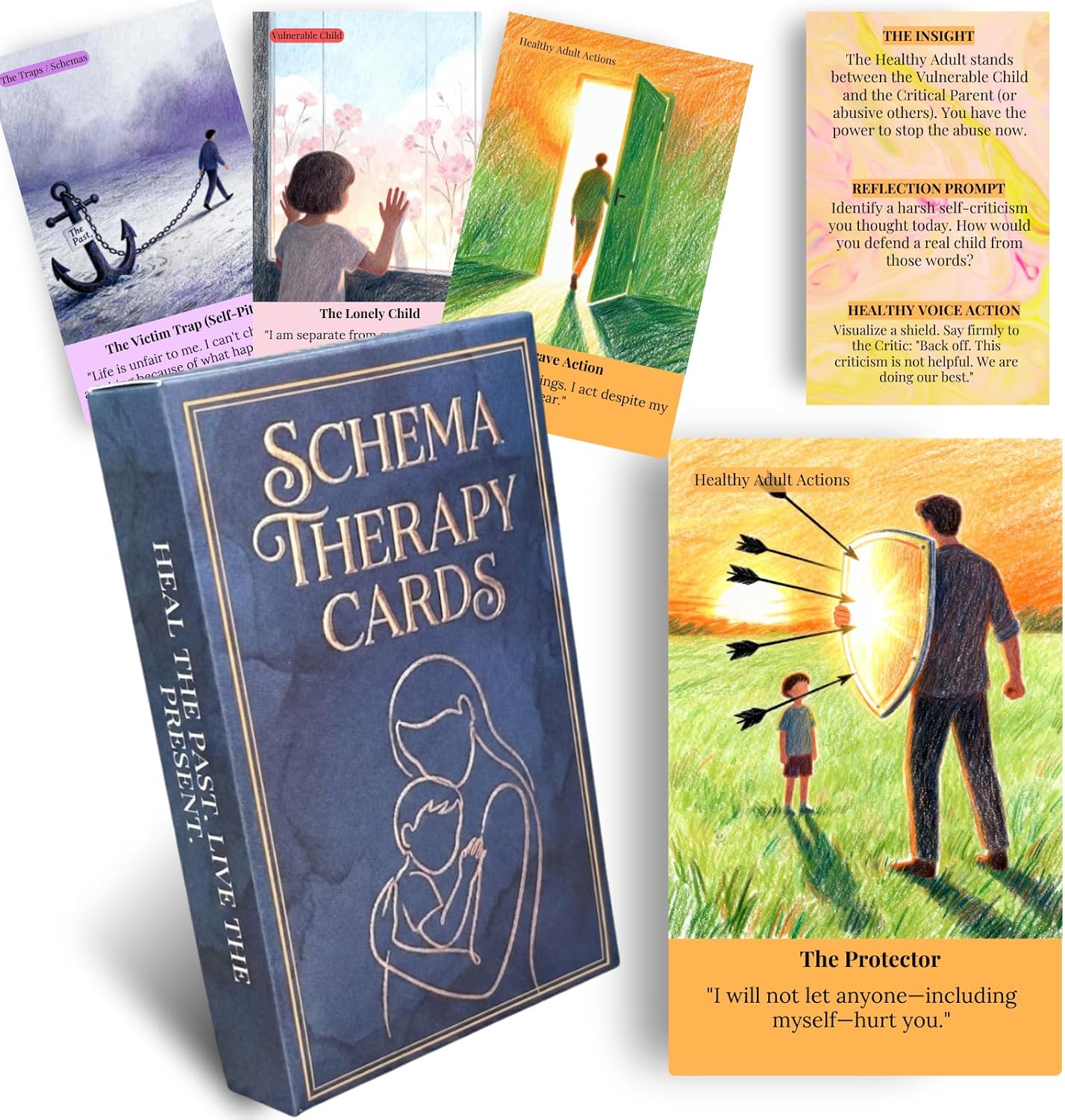 Schema Therapy Cards for Inner Child Healing & Emotional Regulation – 52-Card Deck to Break Negative Patterns, Silence The Inner Critic, and Nurture The Healthy Adult – Psychology Tools for Self-Care