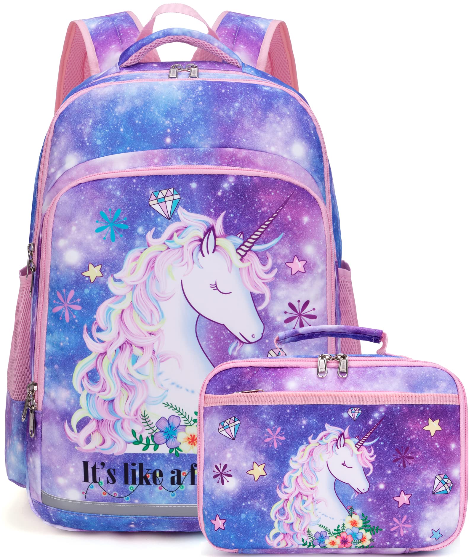 Girls Backpack for Kids Preschool Backpack with Lunch Box for Kindergarten Elementary Students