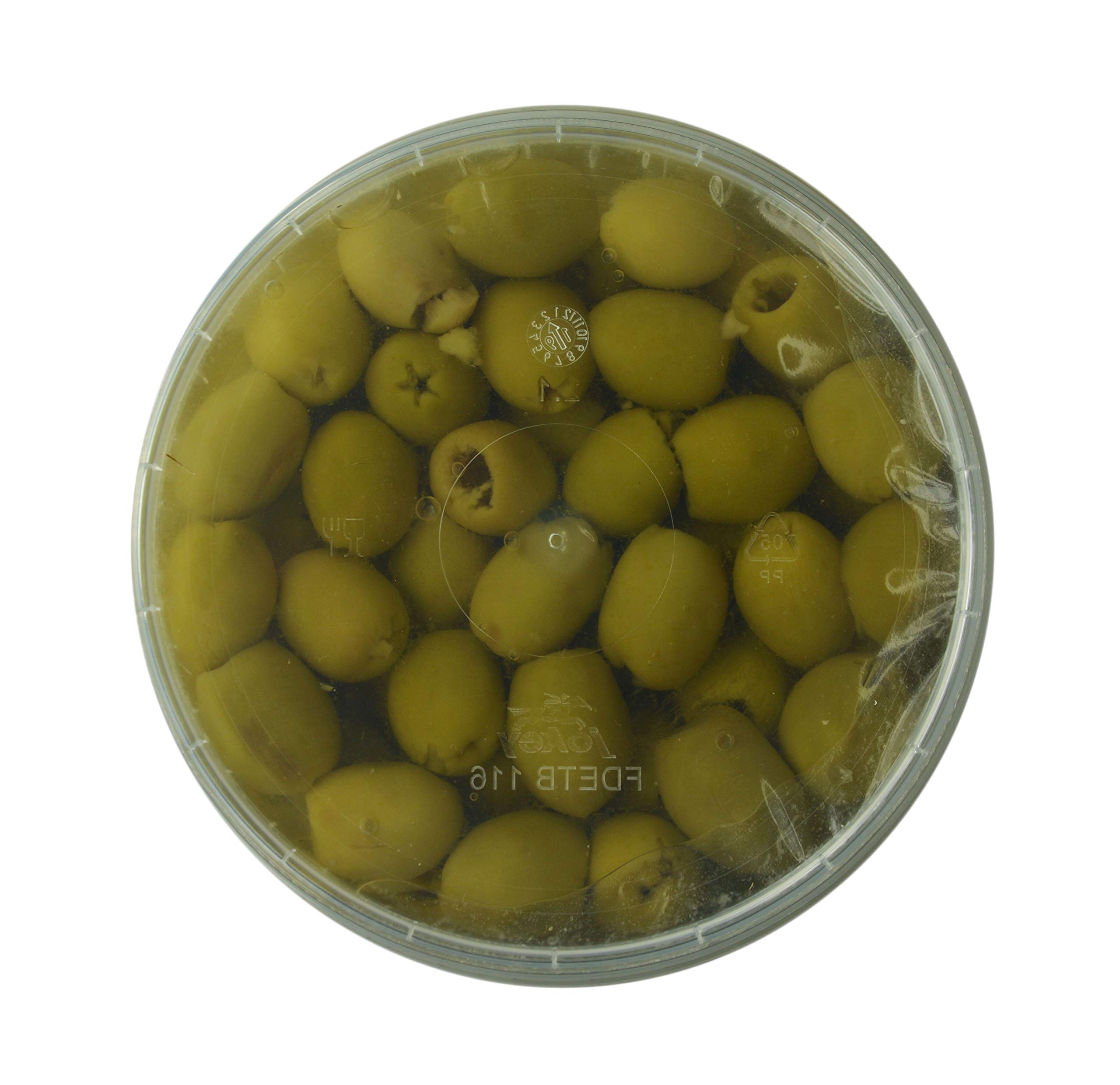 Hymor grüne Oliven entsteint - 5x 450g Behälter - Oliven aus Marokko ohne Stein Marokkanische Olive eingelegt in Lake vegan, glutenfrei, zu Tapas, Salaten, beim Kochen
