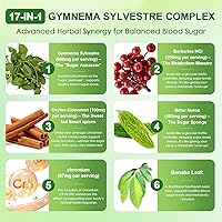 Vista 3 de Gymnema Sylvestre Suplemento 2 unidades (120 cápsulas cada uno) Mezcla de hierbas 17 en 1 con canela, berberina HCI y melón amargo y cromo, apoya