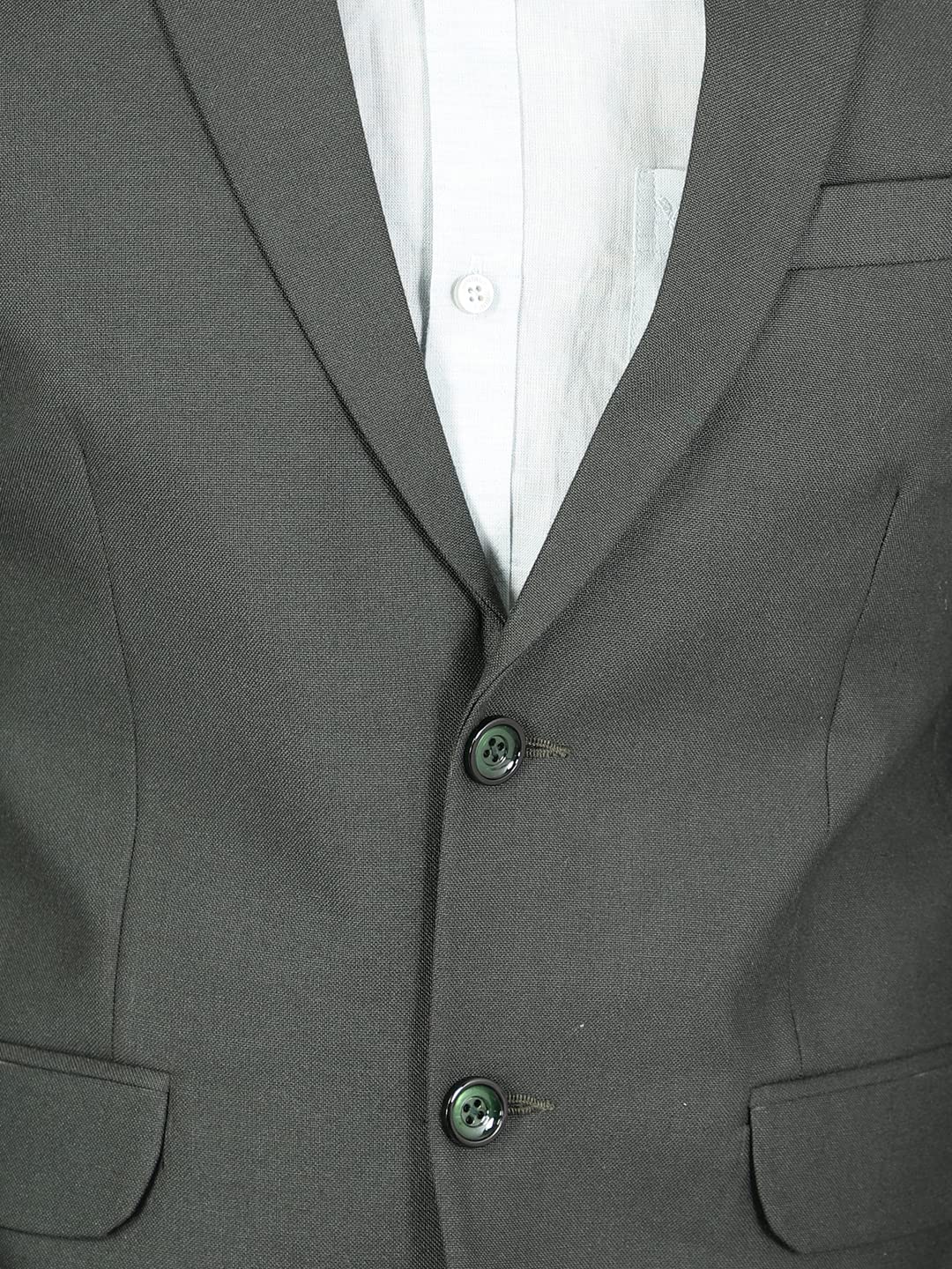 WINTAGE Mens Polyester Cotton Plain Green Two Piece Suit : 40/ M - Image 4 thumbnail