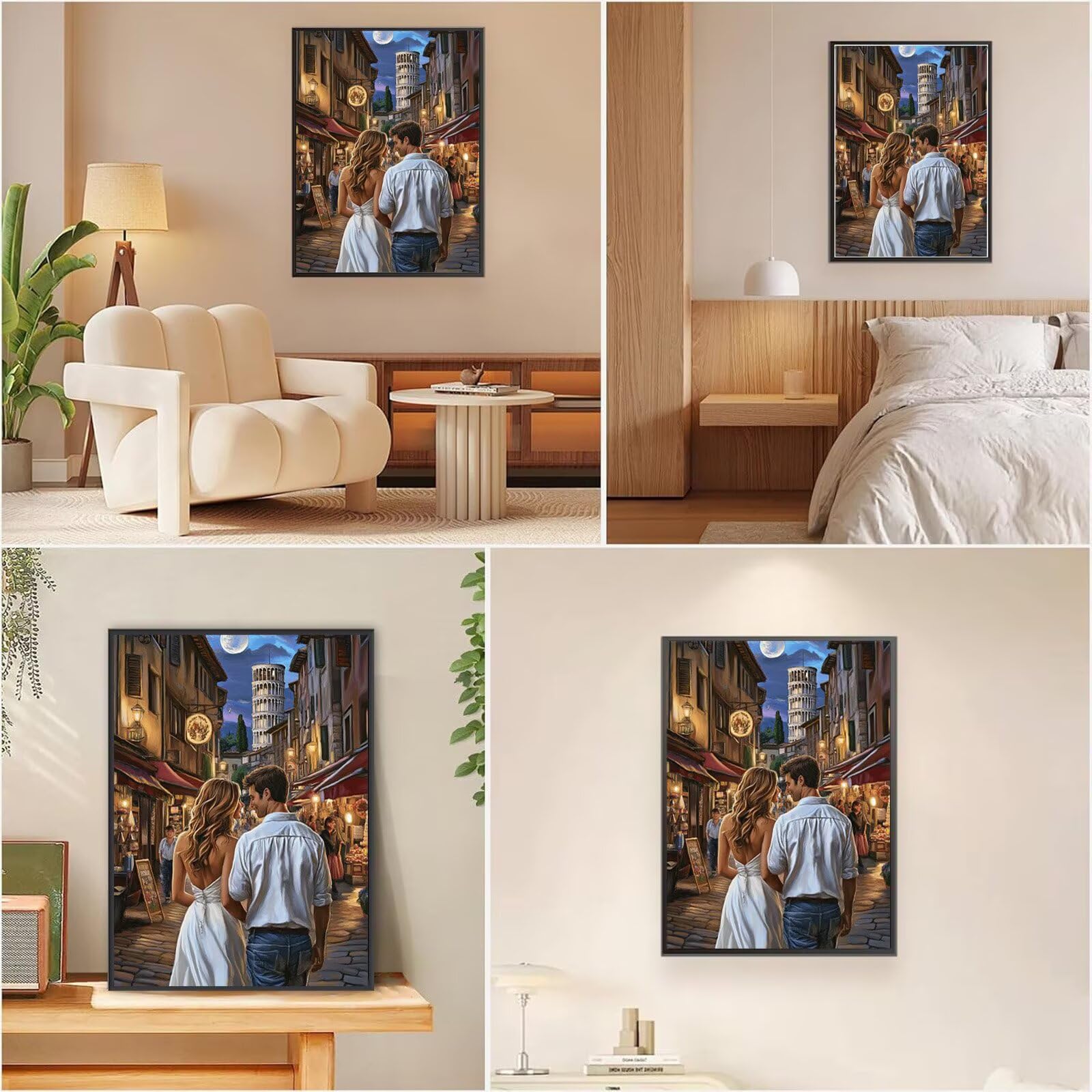 Diamond Painting Paare, Straße Diamond Painting Erwachsene 5D Runder Full Drill Diamond-painting, DIY Kreuzstich Bastelset Kreativ Set für Erwachsene, Crystal Art Home Wand Dekor, 90x120cm, Model709