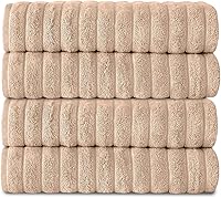 Vista 33 de Classic Turkish Towels - Juego de 6 toallas de lujo de la colección Brampton acanaladas de 100% algodón turco, de secado rápido, suaves y Platino