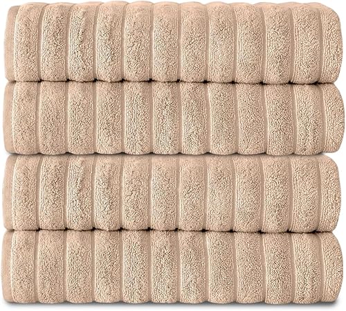 Miniatura 33 de Classic Turkish Towels - Juego de 6 toallas de lujo de la colección Brampton acanaladas de 100% algodón turco, de secado rápido, suaves y Platino