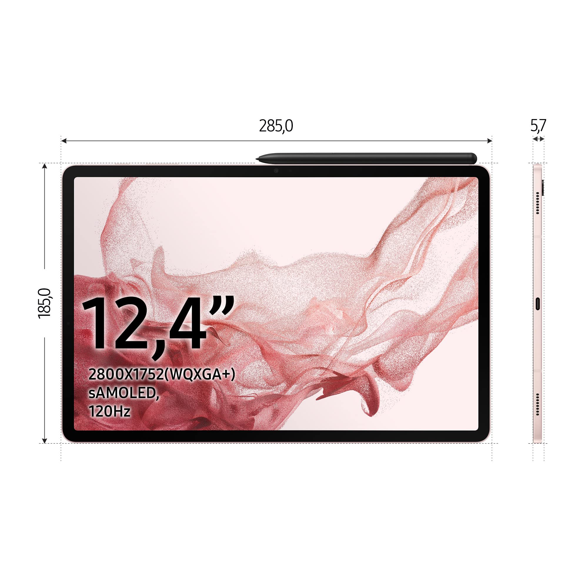 Samsung Galaxy Tab S8+ 12,4-Zoll 256-GB-Pink-Gold Tablet mit S Pen - Dettaglio
