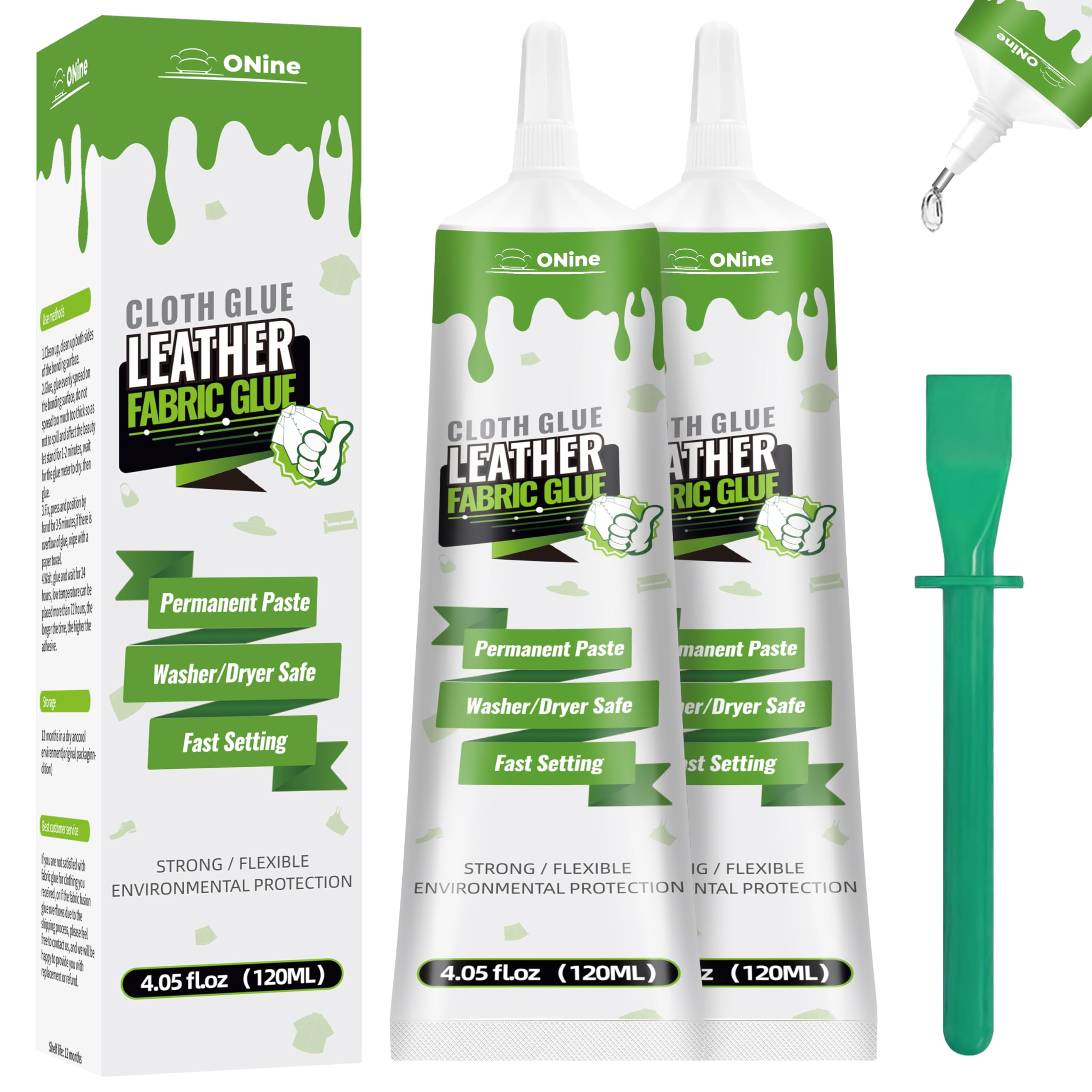 ONineFabric Glue, Cotton Cotton, Linen, Denim, Leather, Polyester, Doll Repair with Permanent Transparent Fabric Glue, Washable Garment Glue, 24 Hours Dry and Waterproof.(2 Packs)