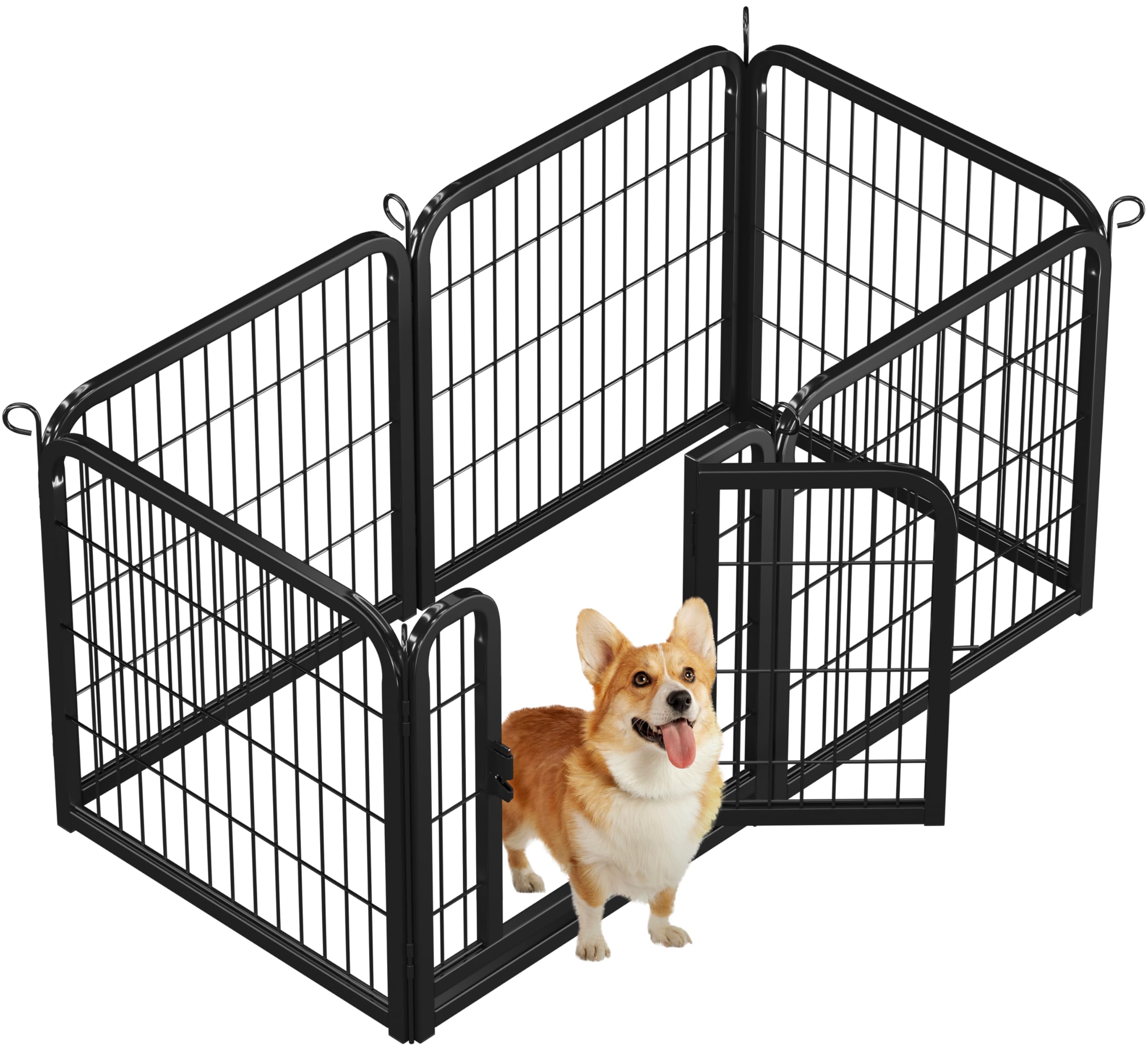 Yaheetech Dog Playpen 6 Panels 60 cm High Fence for Dogs Threshold Low Folding Pen for Puppies, Rabbits and Other Pets