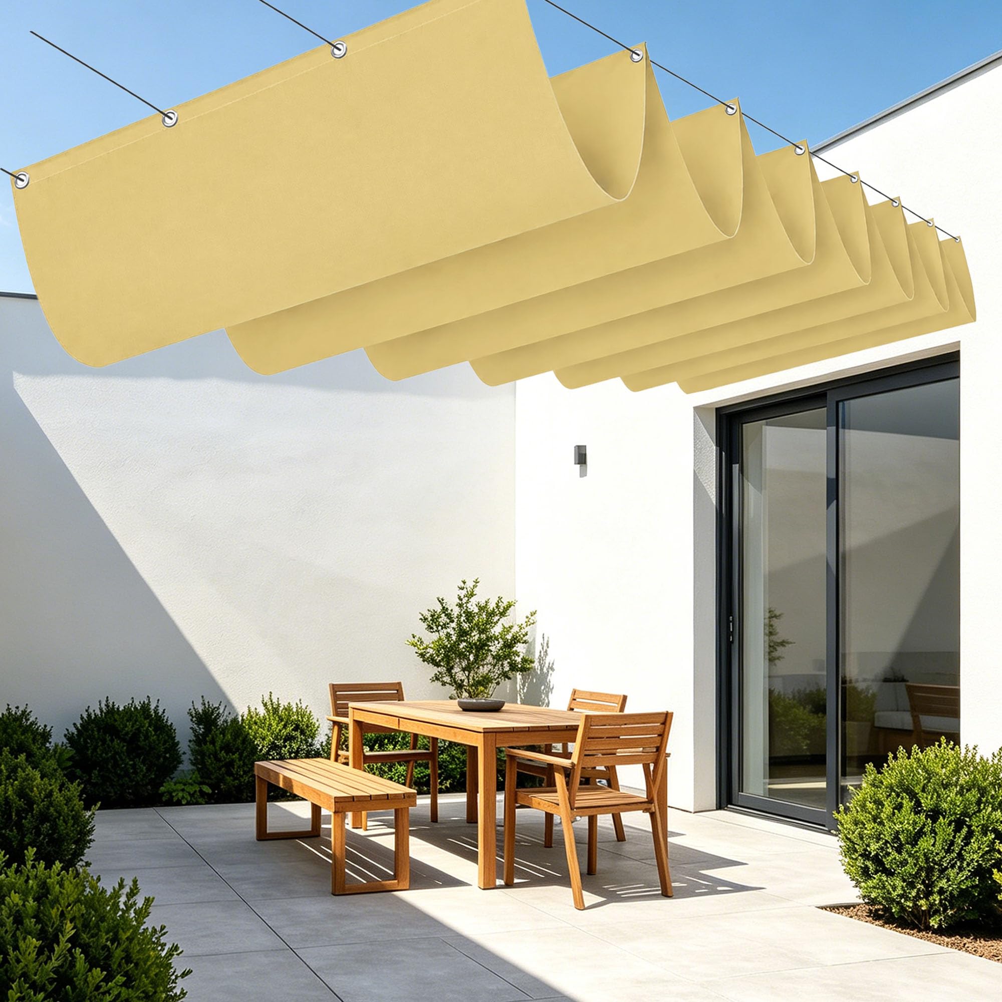 Toile imperméable rétractable 250x320 cm pour ombrage extérieur patio